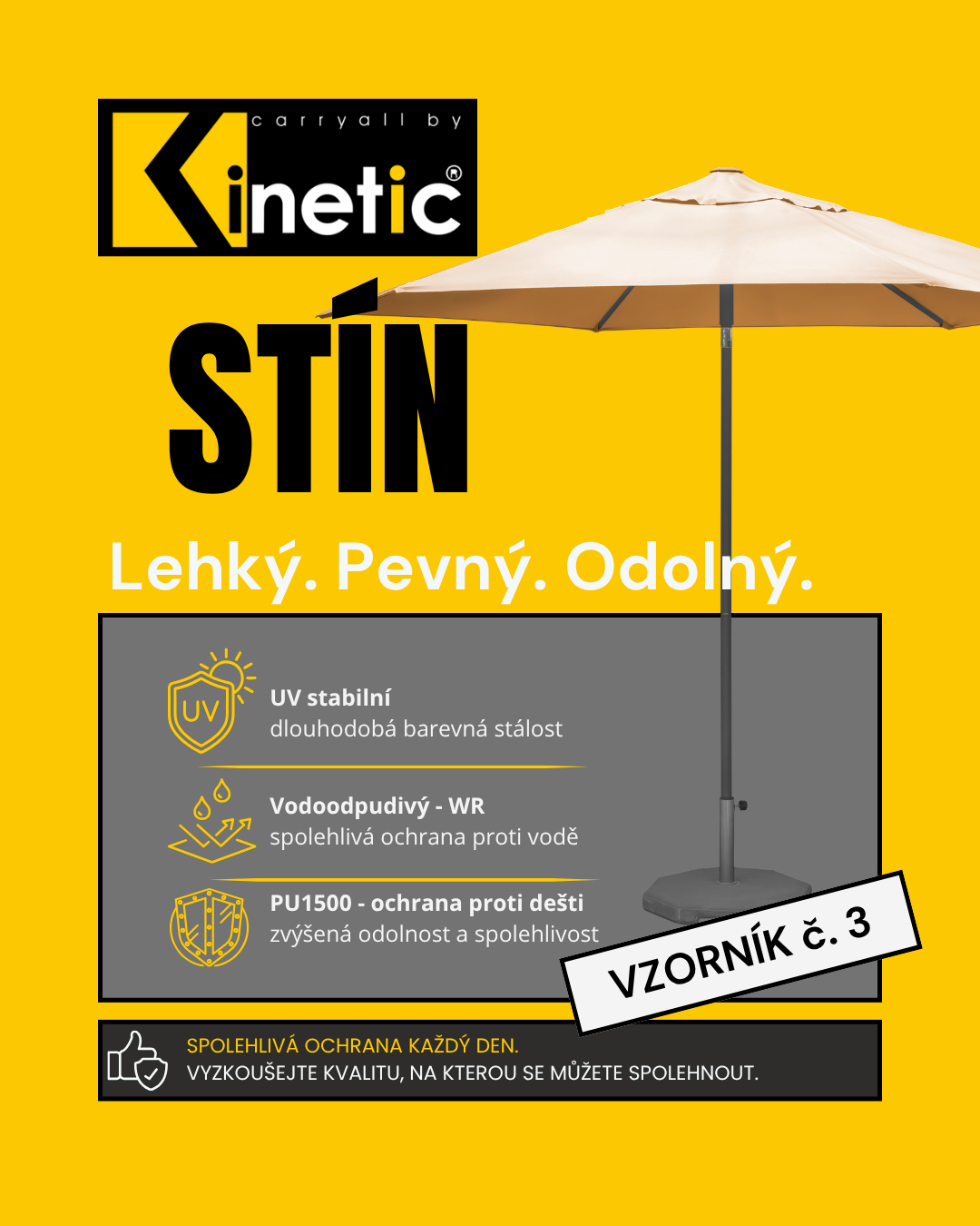 PES 300D131T PU1500 WR UV – polyesterová tkanina pro slunečníky a markýzy